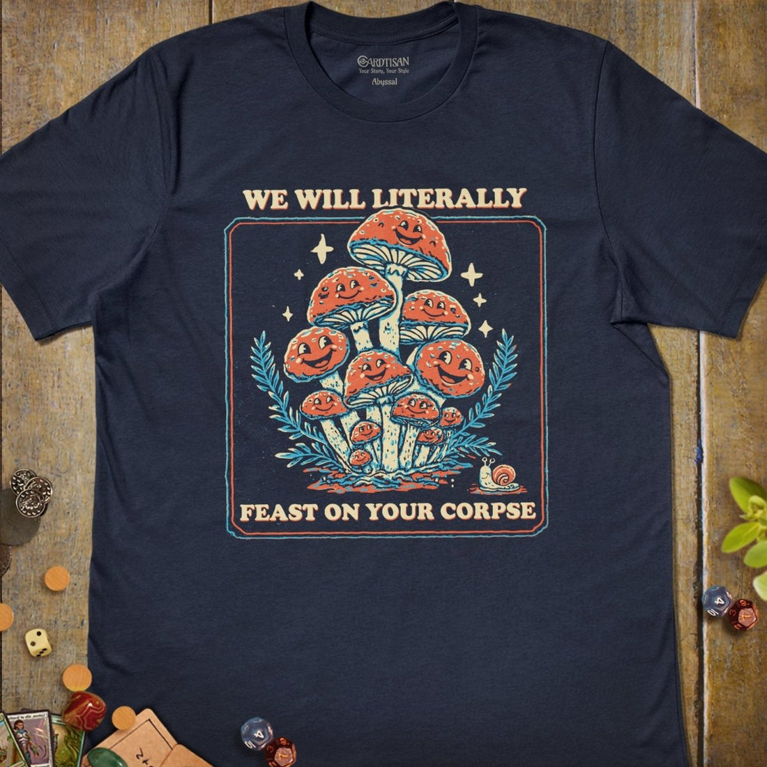 Mushroom Feast T-Shirt - Cardtisan - T-Shirt - Navy - S - casual wear - dnd