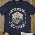 Nat 20 Society T-Shirt - Cardtisan - T-Shirt - Navy - M - casual wear - dnd