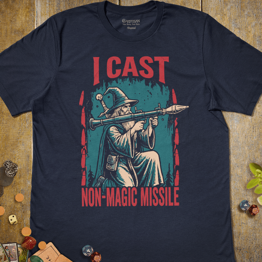 Non - Magic Missile T-Shirt - Cardtisan - T-Shirt - Navy - S - casual wear - dnd