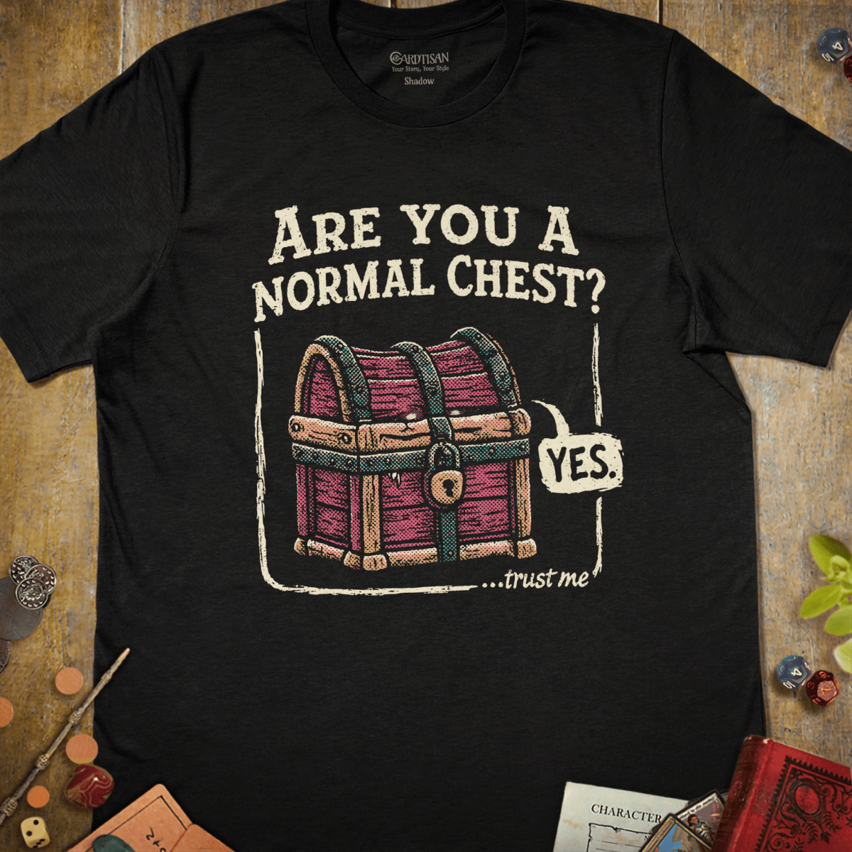 Normal Chest T-Shirt - Cardtisan - T-Shirt - Black - S - casual wear - dnd