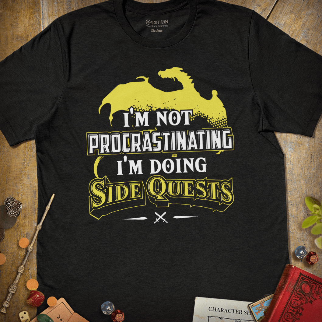 Not Lazy, Side Quest T-Shirt - Cardtisan - T-Shirt - Dark - S - casual wear - dnd