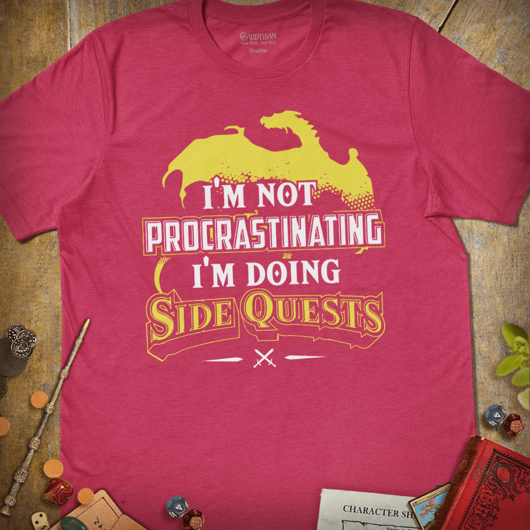 Not Lazy, Side Quest T-Shirt - Cardtisan - T-Shirt - Elderberry - S - casual wear - dnd