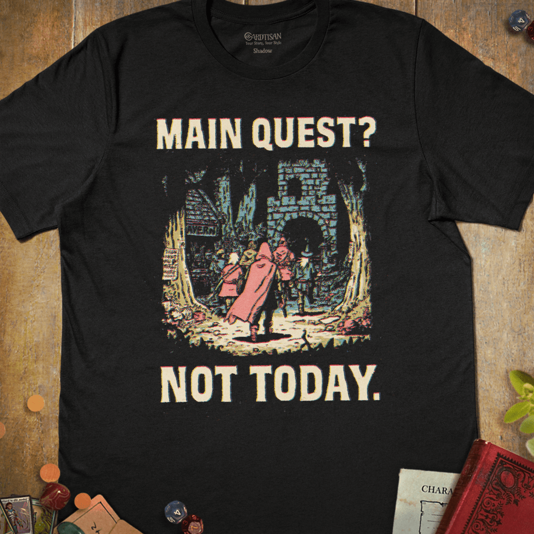 Not Today Quest T-Shirt - Cardtisan - T-Shirt - Black - S - casual wear - dnd