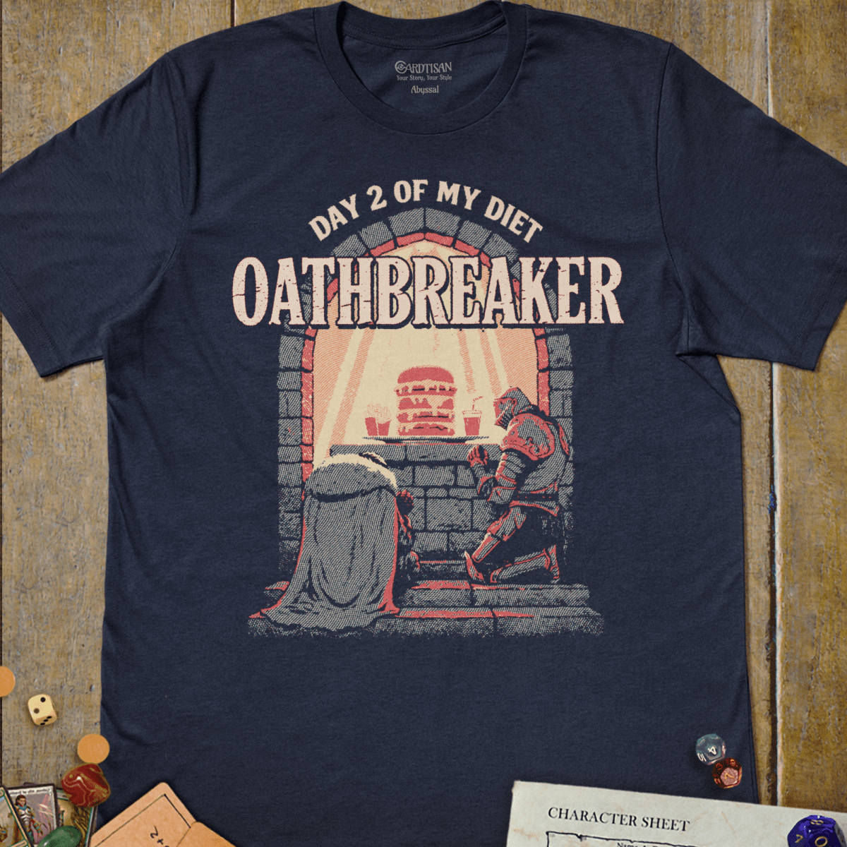 Oathbreaker Diet T-Shirt - Cardtisan - T-Shirt - S - Navy - casual wear - dnd