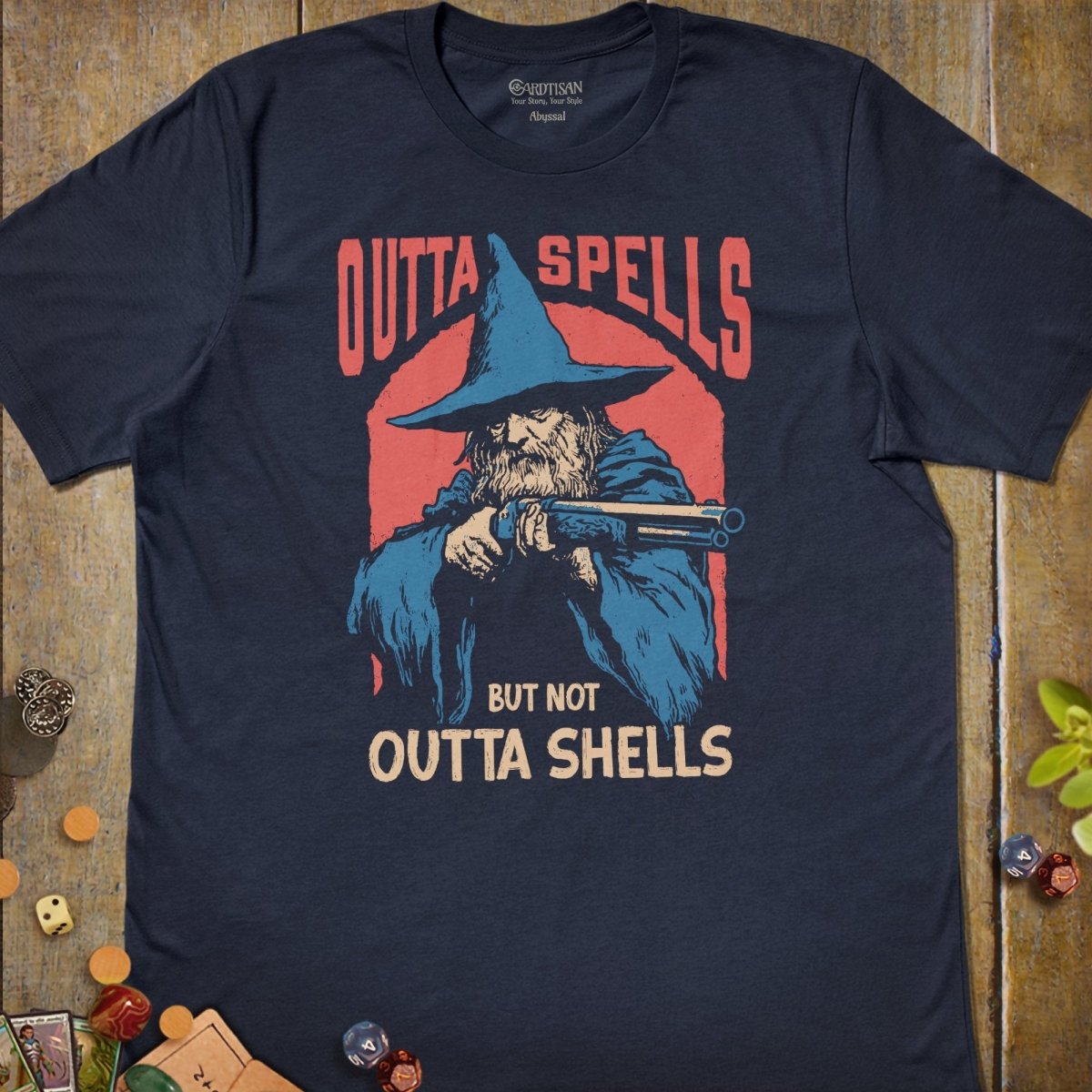 Outta Spells T-Shirt - Cardtisan - T-Shirt - Navy - S - casual wear - dnd