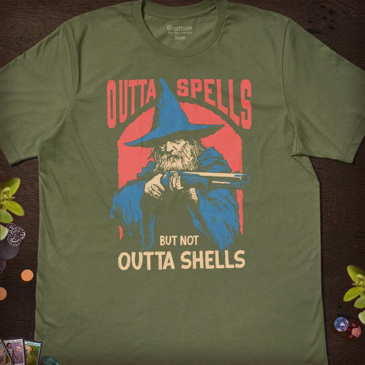 Outta Spells T-Shirt - Cardtisan - T-Shirt - Sage - S - casual wear - dnd