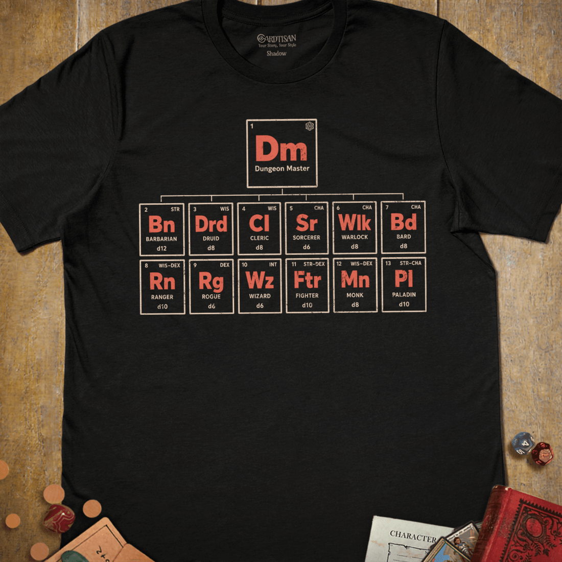 Periodic Dungeon Master T-Shirt - Cardtisan - T-Shirt - Black - S - casual wear - dnd