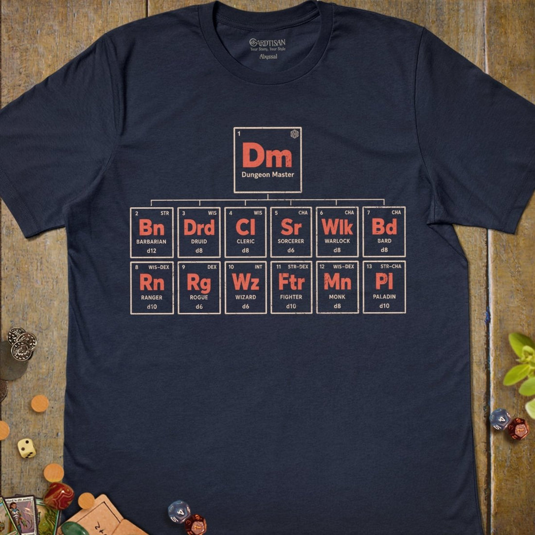 Periodic Dungeon Master T-Shirt - Cardtisan - T-Shirt - Navy - S - casual wear - dnd