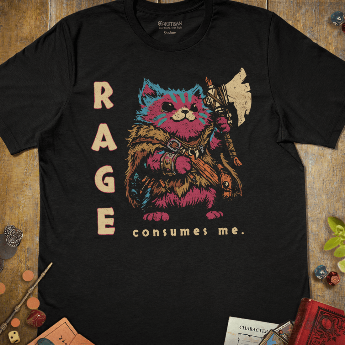 Rage Consumes Me T-Shirt - Cardtisan - T-Shirt - Black - S - barbarian - casual wear