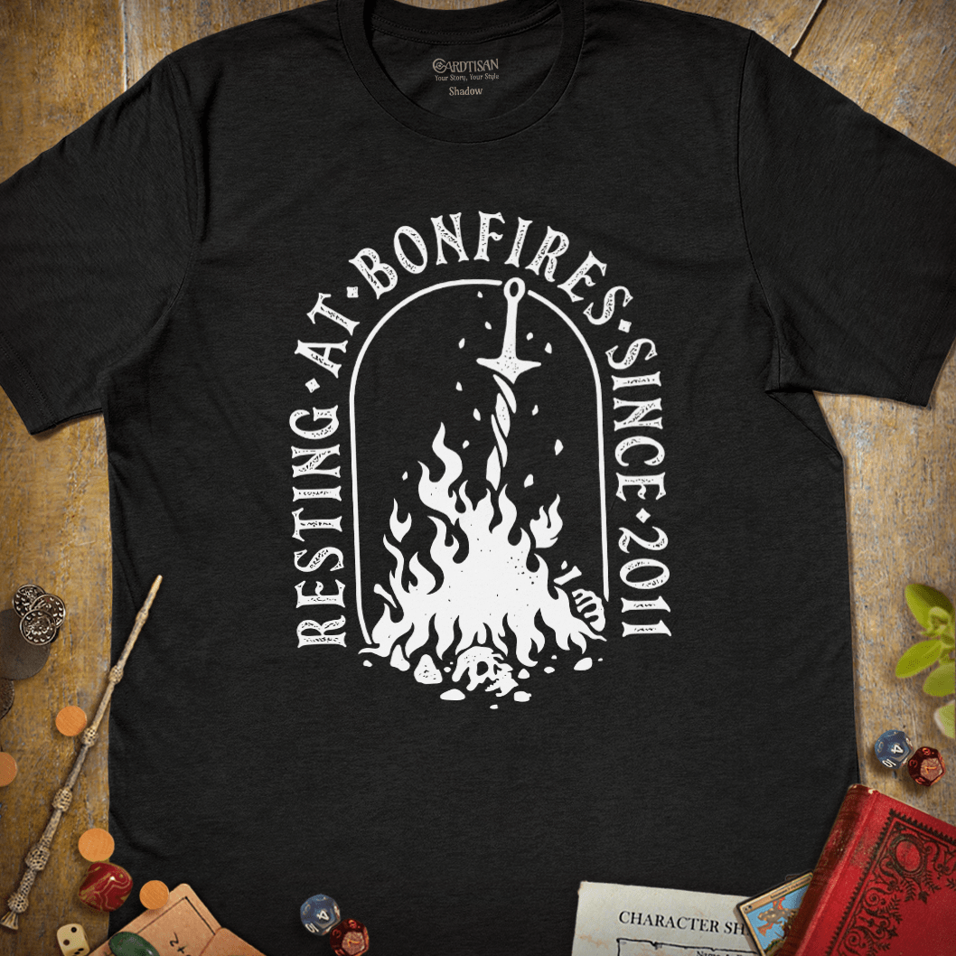 Resting at Bonfire T-Shirt - Cardtisan - T-Shirt - Dark - S - casual wear - everyday style
