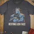 Resting Lich Face T-Shirt - Cardtisan - T-Shirt - Charcoal - S - cat - dark-humor