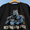 Resting Lich Face T-Shirt - Cardtisan - T-Shirt - Navy - S - cat - dark-humor
