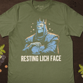 Resting Lich Face T-Shirt - Cardtisan - T-Shirt - Sage - S - cat - dark-humor