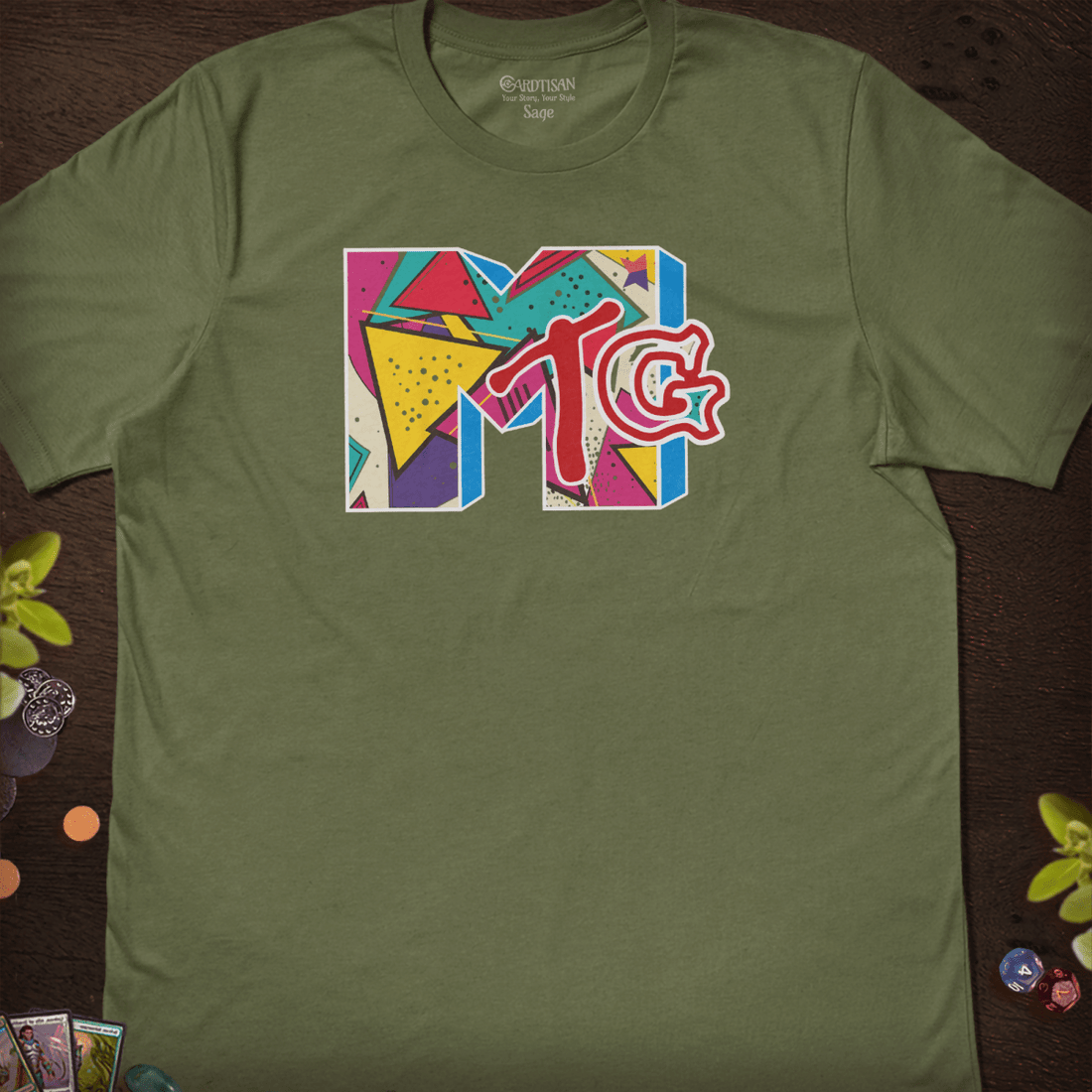 Retro Magic 90's T-Shirt - Cardtisan - T-Shirt - Sage - S - casual wear - everyday style