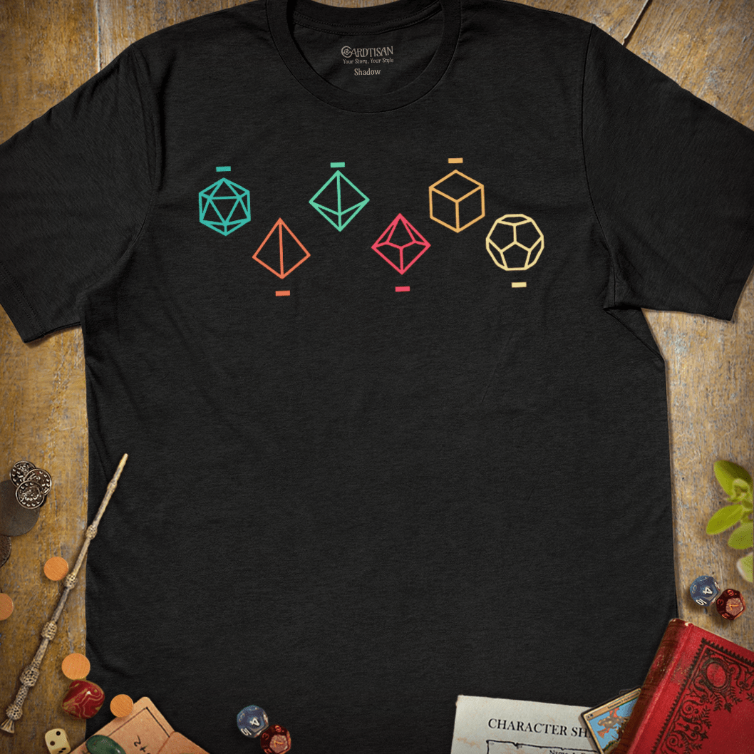 Retro Mini Dices T-Shirt - Cardtisan - T-Shirt - Dark - S - casual wear - dnd