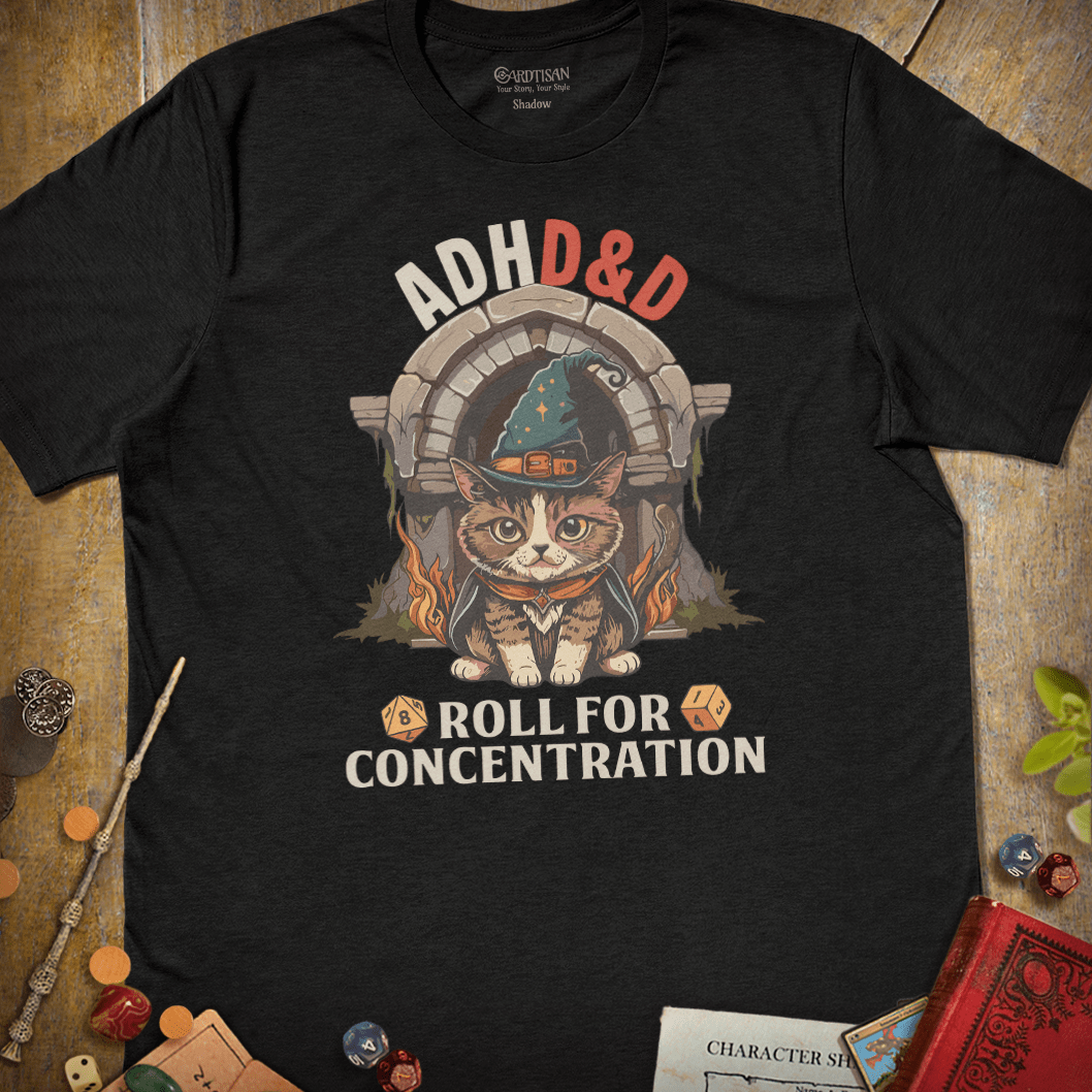 Roll for Concentration T-Shirt - Cardtisan - T-Shirt - Dark - S - casual wear - dnd