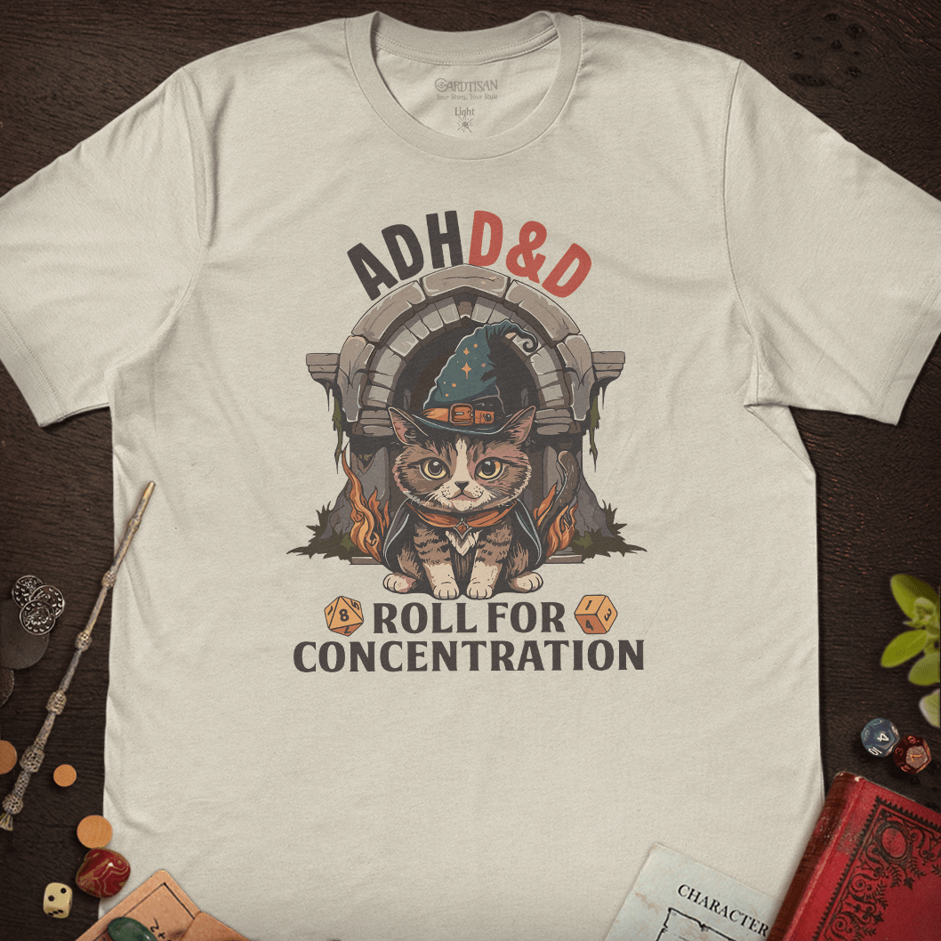 Roll for Concentration T-Shirt - Cardtisan - T-Shirt - Light - S - casual wear - dnd