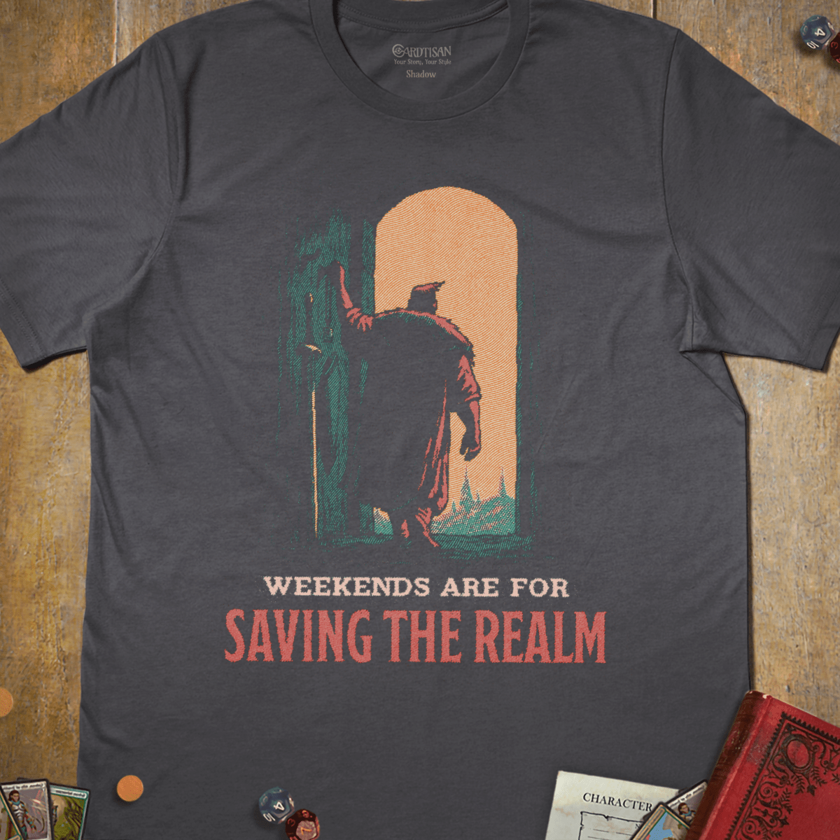 Saving the Realm T-Shirt - Cardtisan - T-Shirt - Charcoal - S - campaign - fantasy