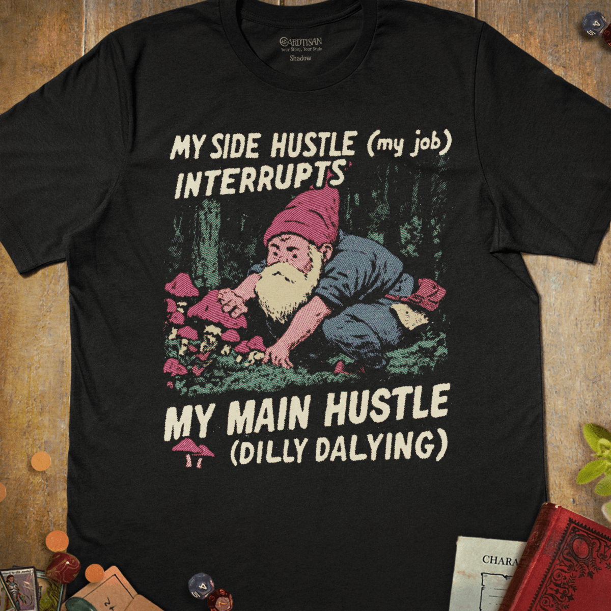 Side Hustle Interrupted T-Shirt - Cardtisan - T-Shirt - Black - S - casual wear - everyday style