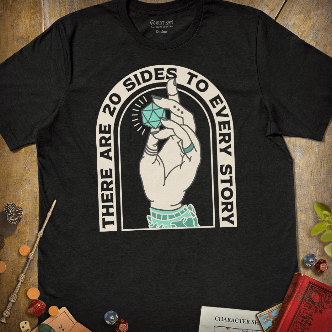 Sides to Every Story T-Shirt - Cardtisan - T-Shirt - Dark - S - casual wear - dice