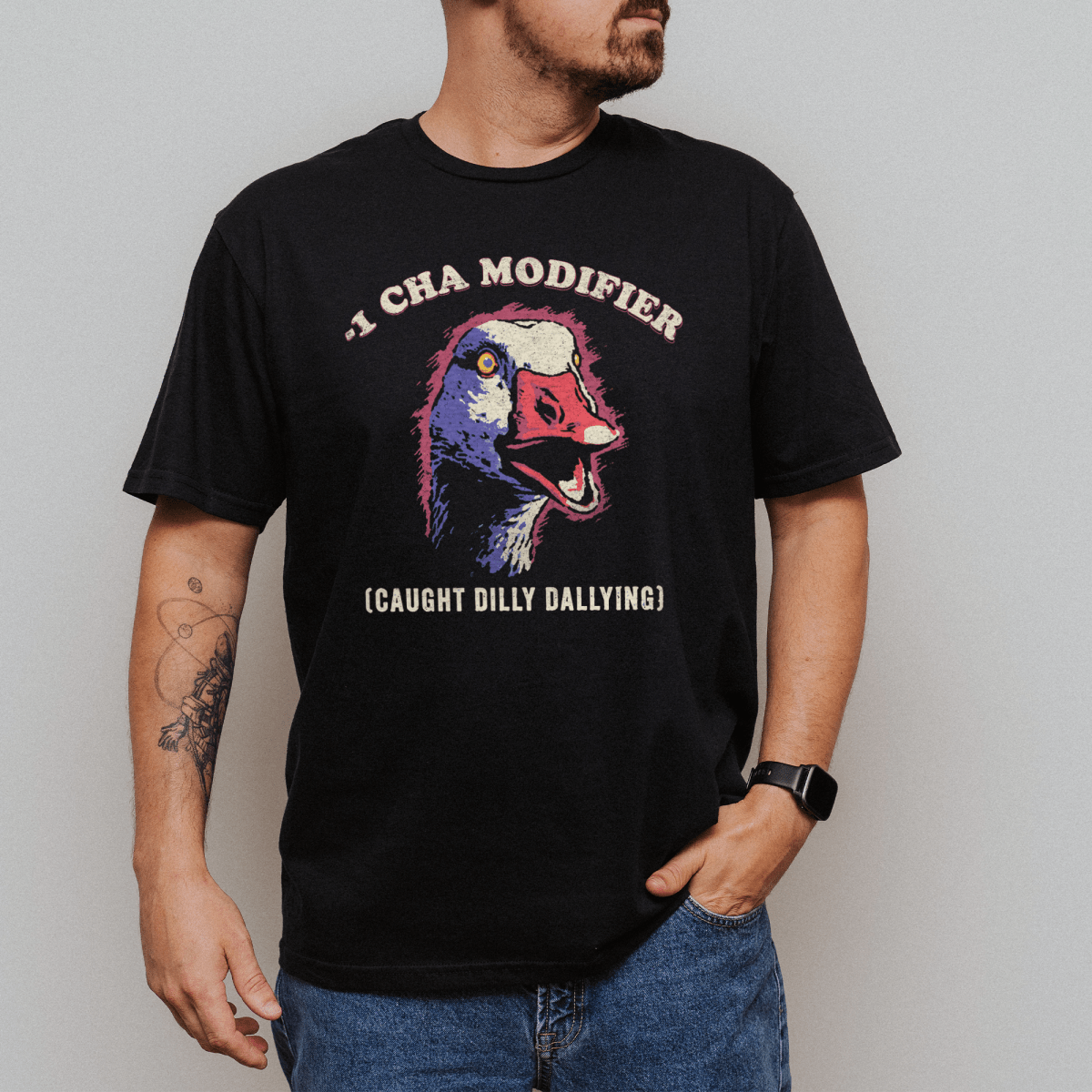 Silly Goose - 1 Cha T-Shirt - Cardtisan - T-Shirt - Black - S - casual wear - everyday style