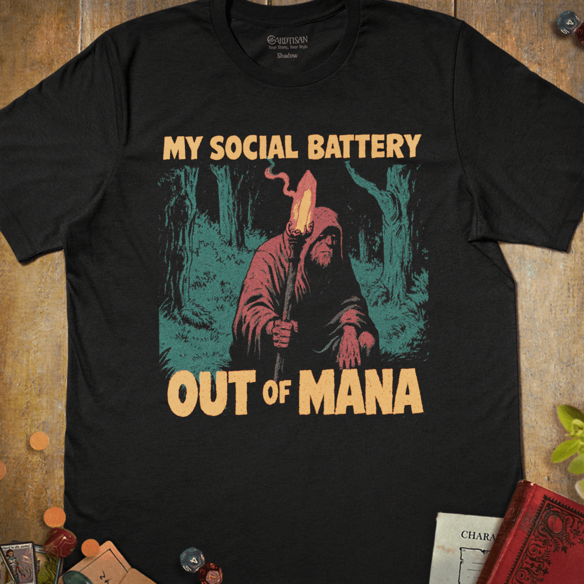 Social Battery T-Shirt - Cardtisan - T-Shirt - Black - S - casual wear - everyday style