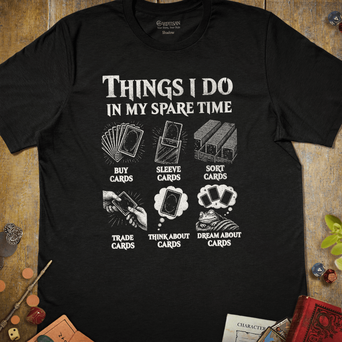 Spare Time Things T-Shirt - Cardtisan - T-Shirt - Black - S - casual wear - everyday style