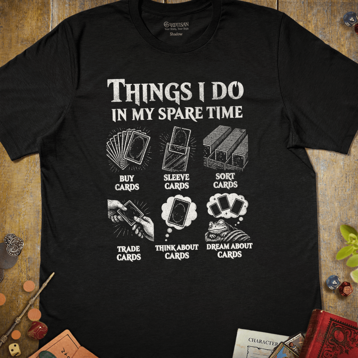 Spare Time Things T-Shirt - Cardtisan - T-Shirt - Black - S - casual wear - everyday style