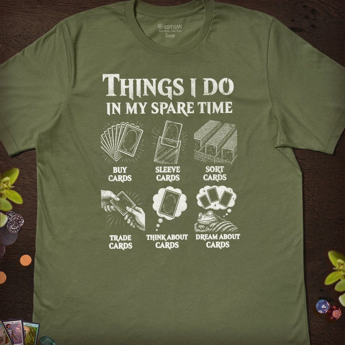 Spare Time Things T-Shirt - Cardtisan - T-Shirt - Sage - S - casual wear - everyday style