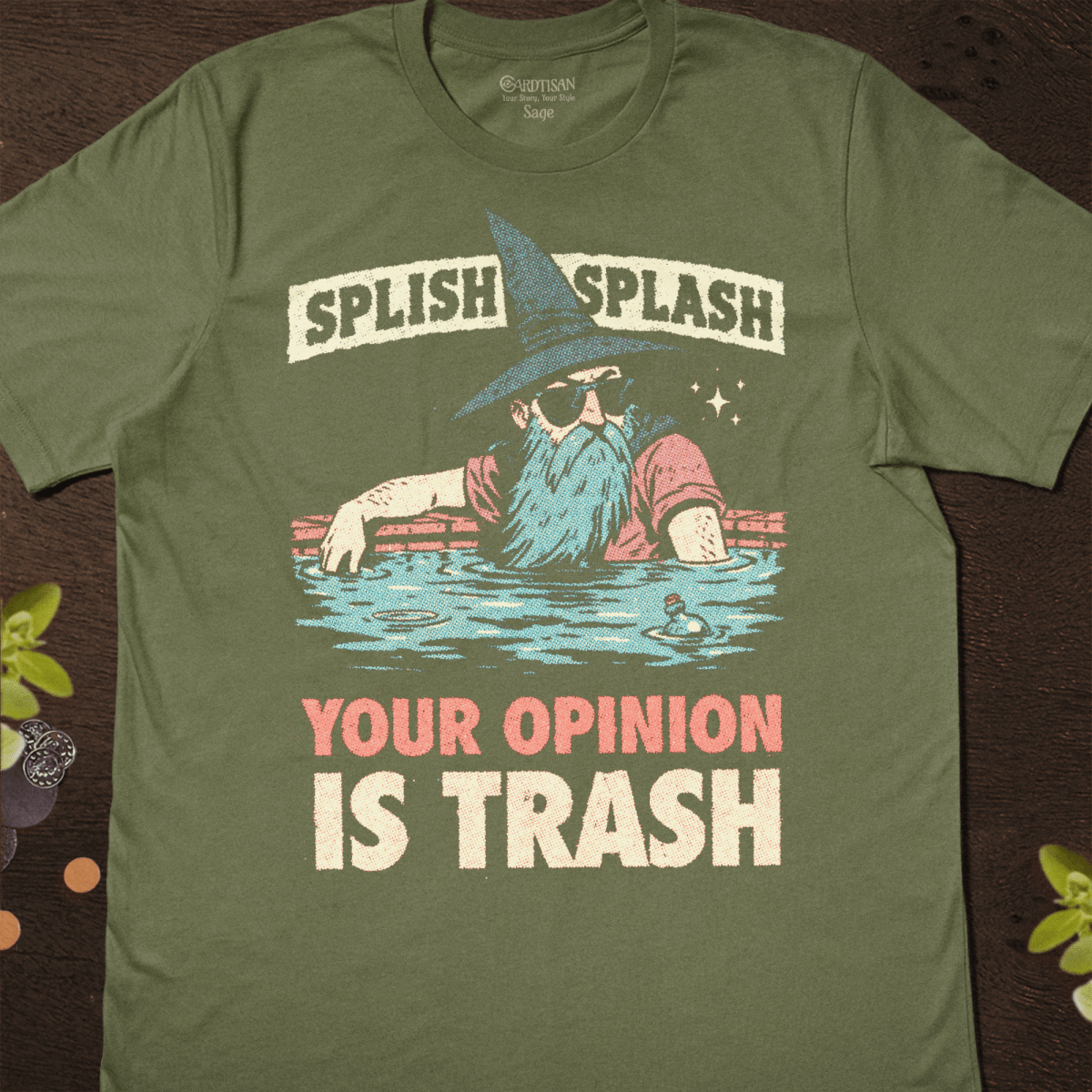 Splish Splash T-Shirt - Cardtisan - T-Shirt - Sage - S - casual wear - everyday style