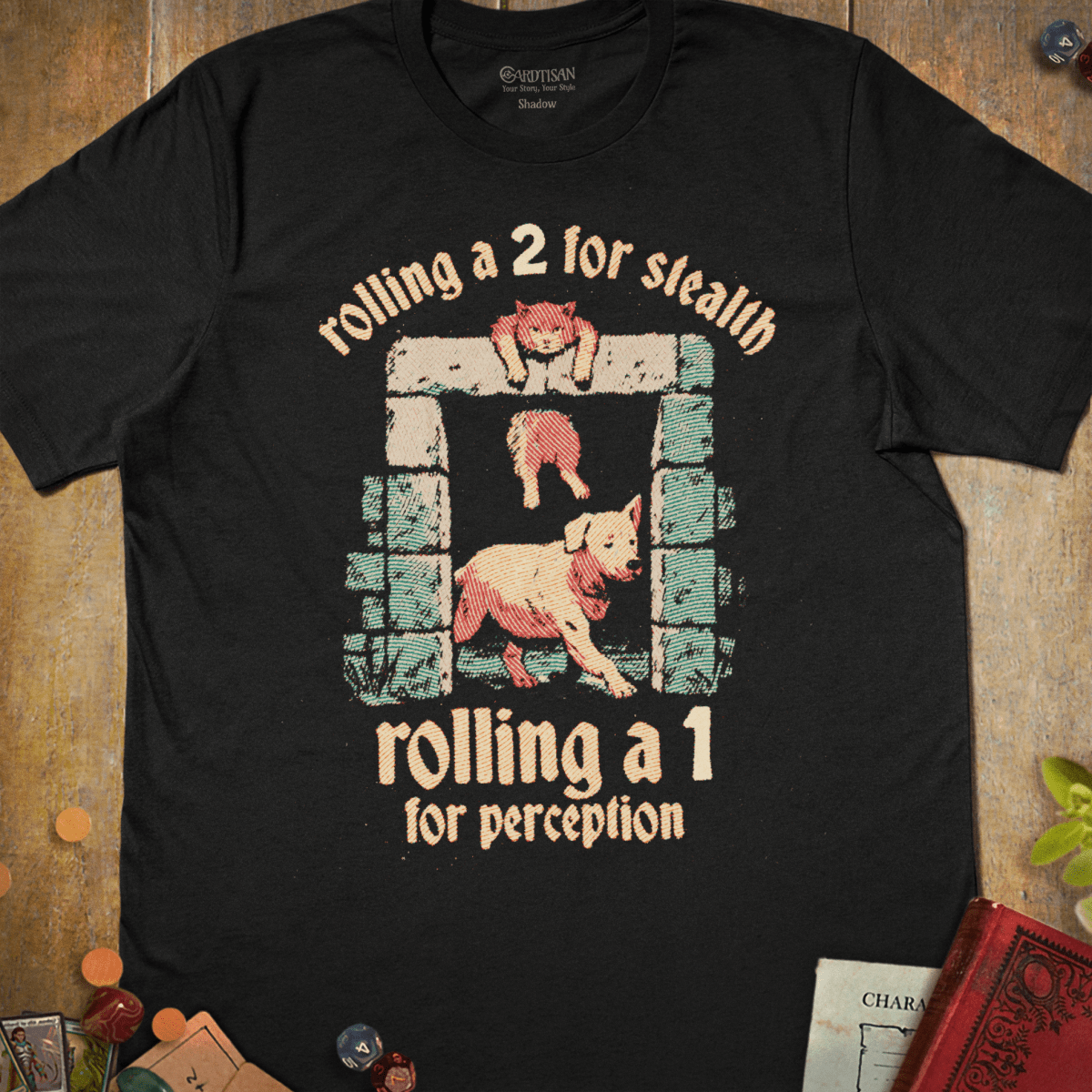 Stealth and Perception T-Shirt - Cardtisan - T-Shirt - Black - M - casual wear - dnd