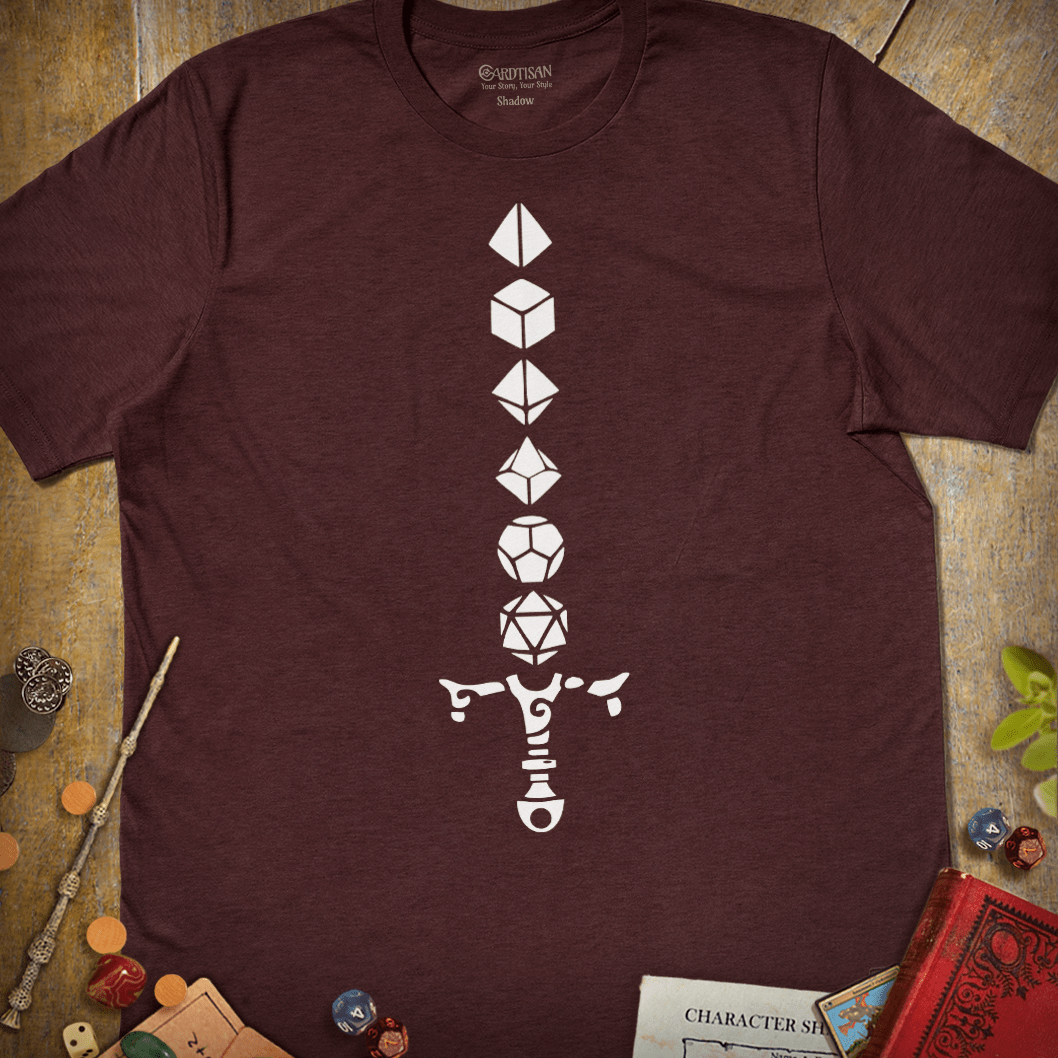 Sword of Fate T-Shirt - Cardtisan - T-Shirt - Maroon - S - casual wear - dice