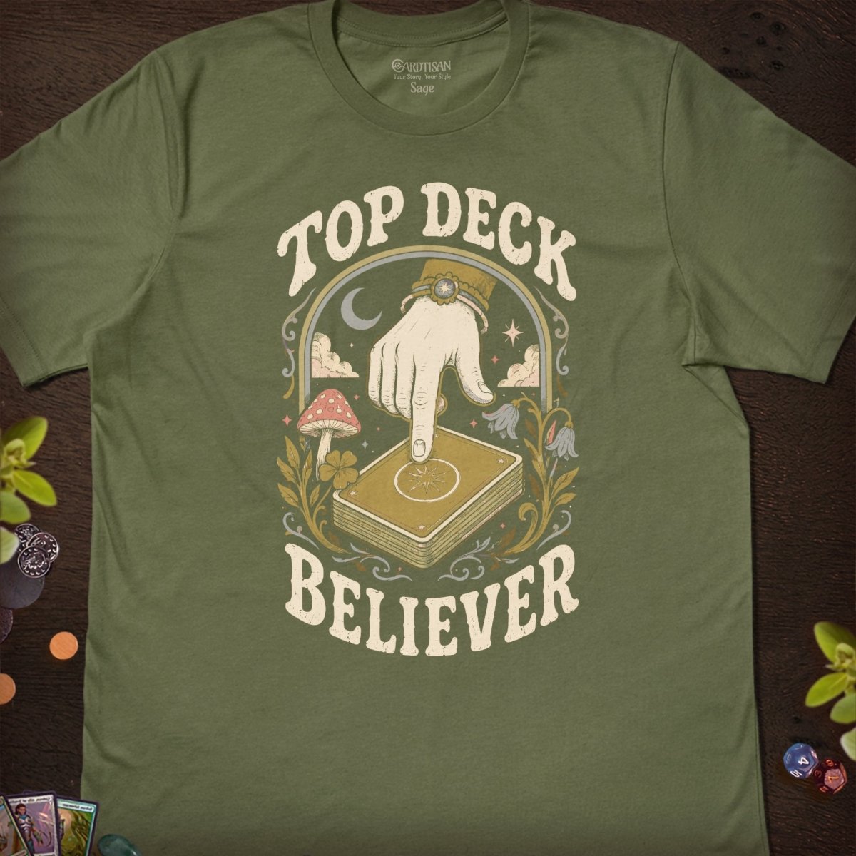 Top Deck Believer T-Shirt - Cardtisan - T-Shirt - Sage - S - casual wear - everyday style