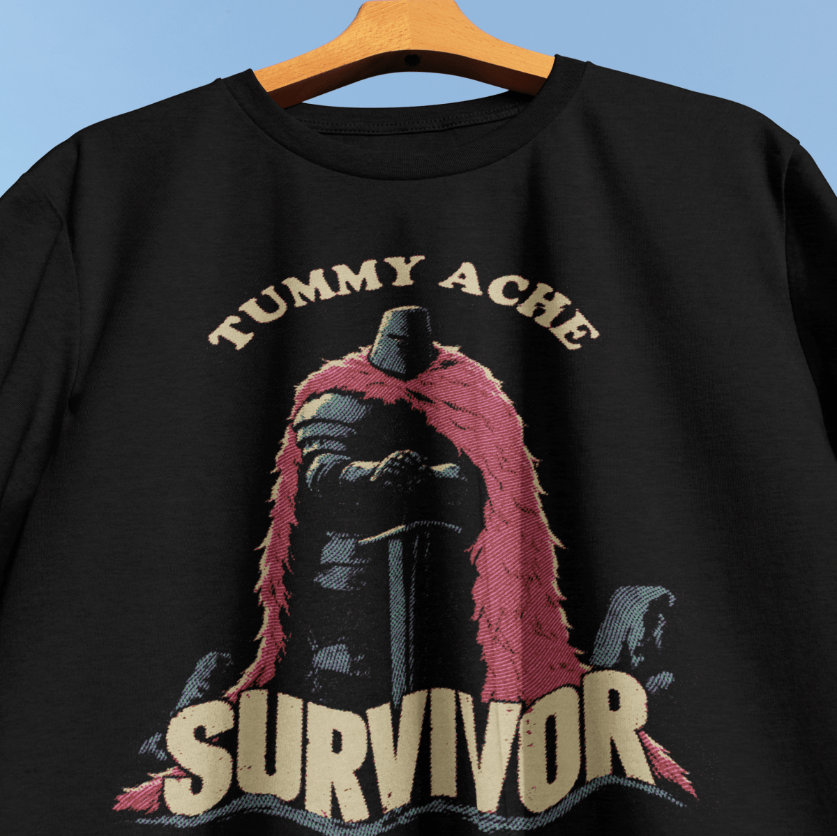 Tummy Ache Survivor T-Shirt - Cardtisan - T-Shirt - Black - S - absurd-humor - dark-humor
