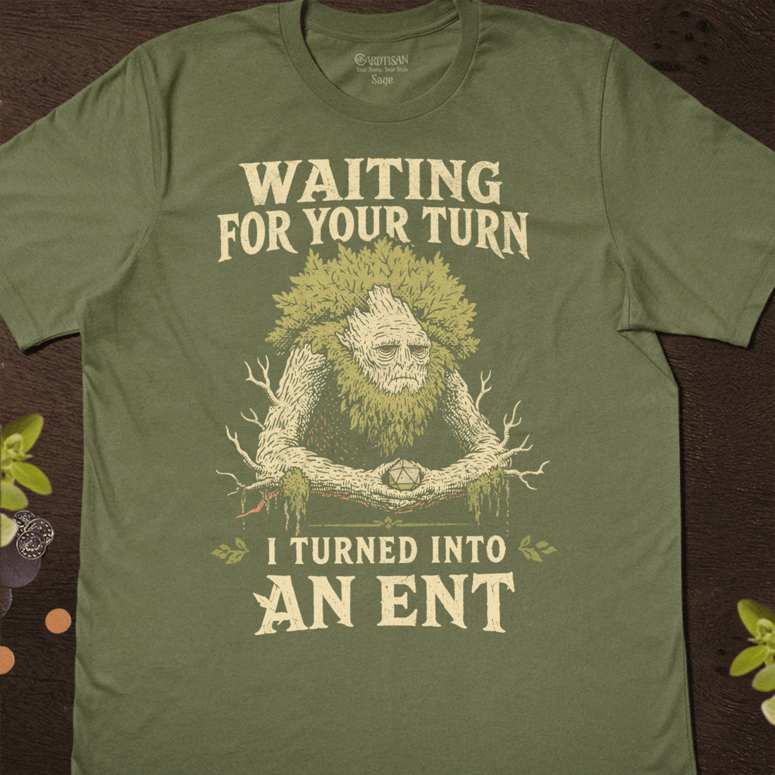 Turned Into An Ent T-Shirt - Cardtisan - T-Shirt - Sage - S - casual wear - dnd