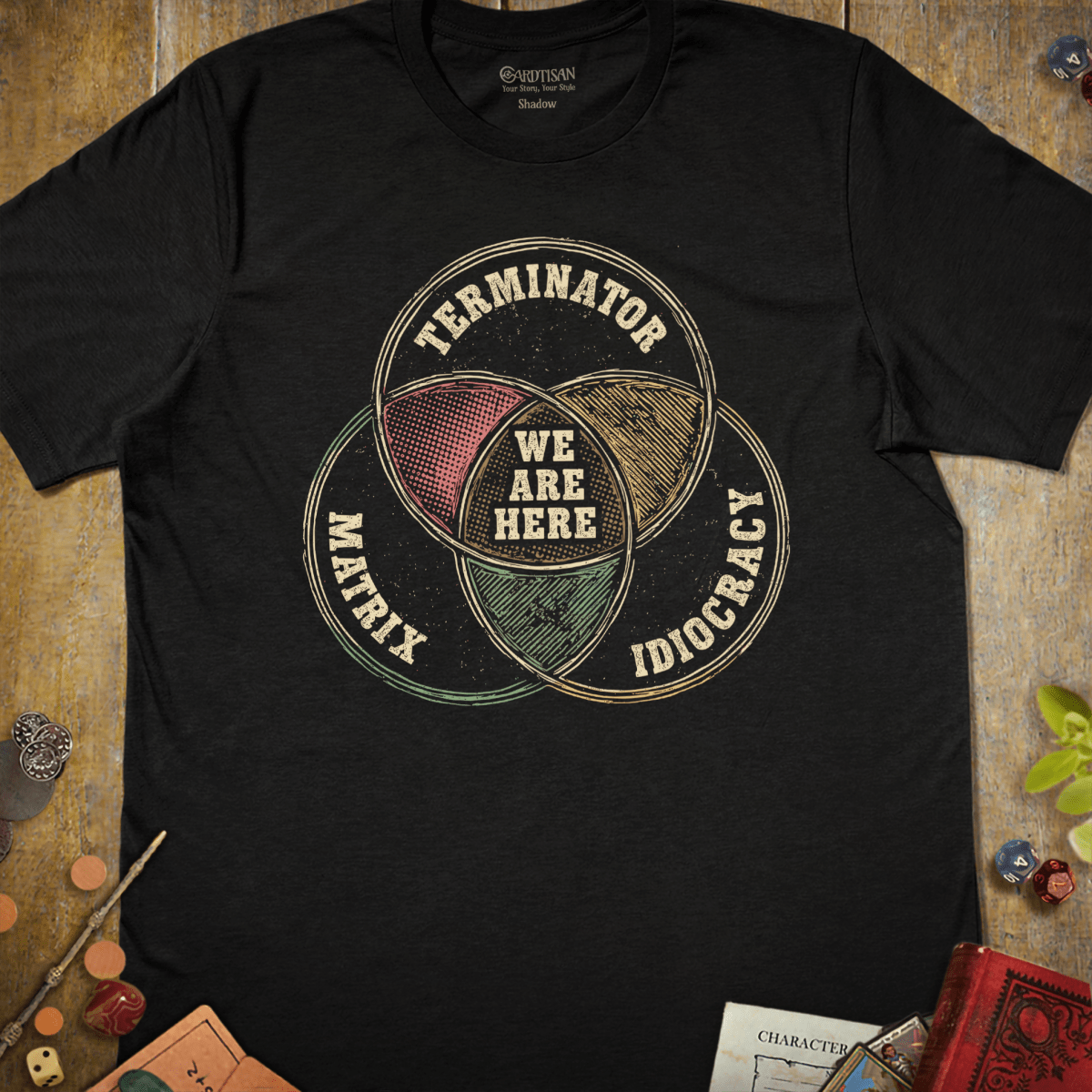 We Are Here Venn T-Shirt - Cardtisan - T-Shirt - Black - S - casual wear - everyday style
