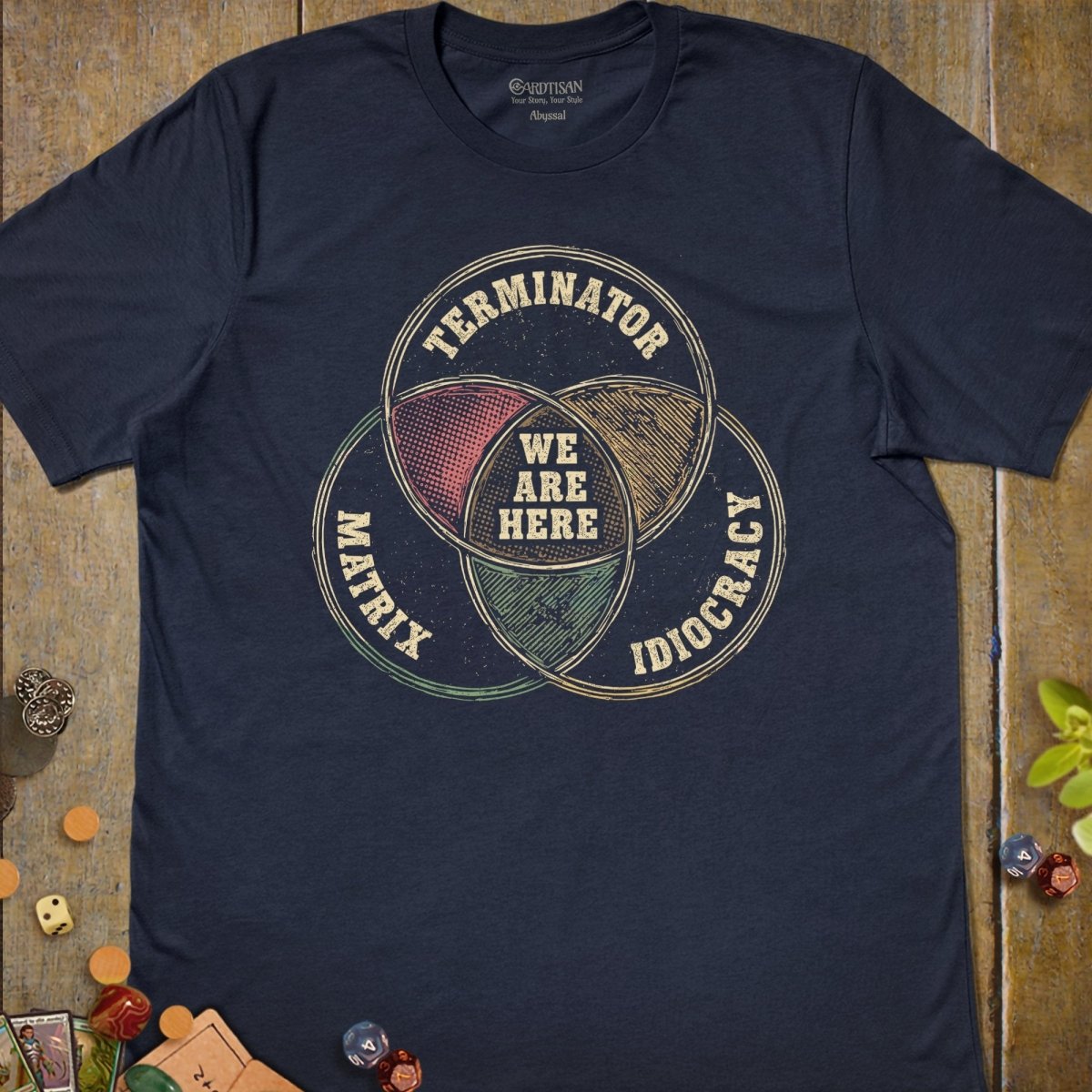 We Are Here Venn T-Shirt - Cardtisan - T-Shirt - Navy - S - casual wear - everyday style