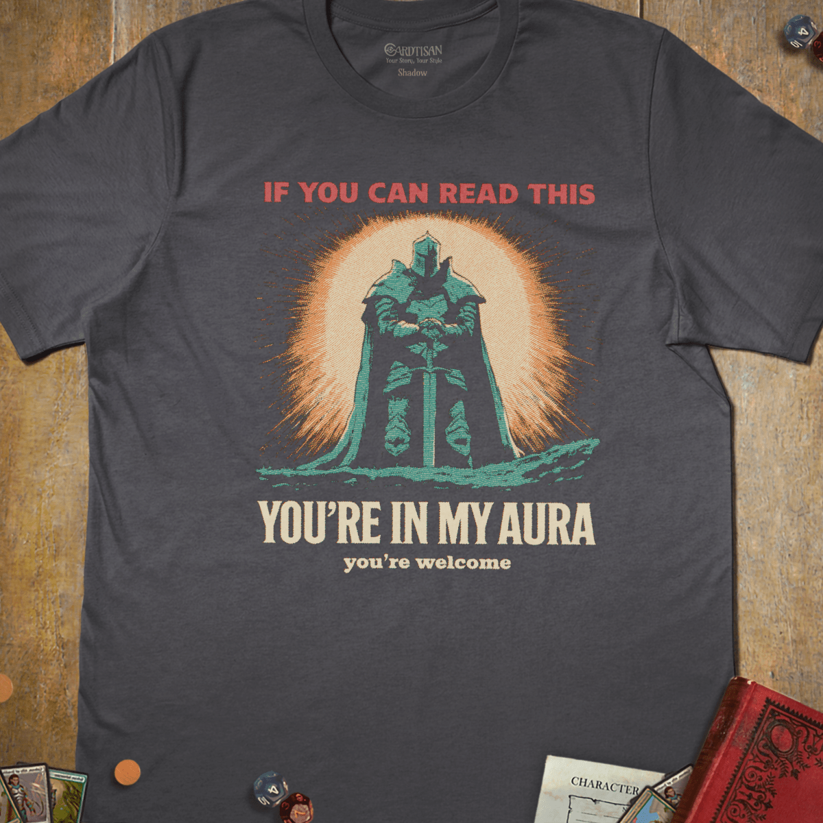 You’re in My Aura T-Shirt - Cardtisan - T-Shirt - Charcoal - S - casual wear - dnd