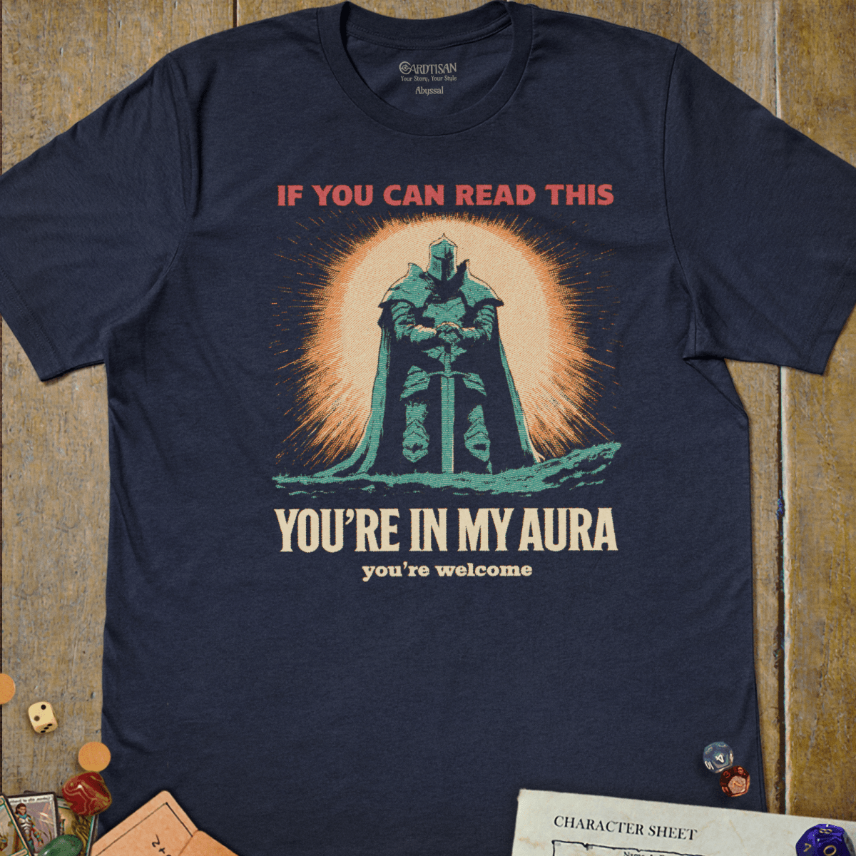 You’re in My Aura T-Shirt - Cardtisan - T-Shirt - Navy - S - casual wear - dnd